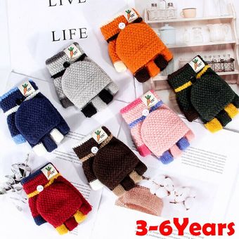 Guantes De Invierno Para Niños Y Niñas Guantes De Medio Dedo 
