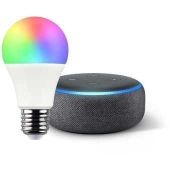 Amazon - Combo Echo Dot 3 Amazon +bombillo Led Inteligente Alexa Wifi