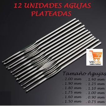 Agujas de Crochet de Aluminio x UNIDAD