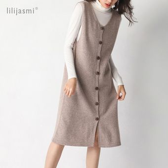 chaleco largo de lana para mujer