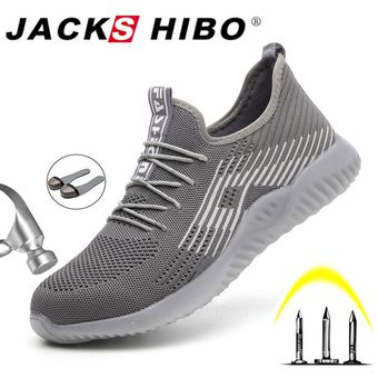 calzado de seguridad antigolpes botas con punta de acero zapatillas de construcción JACKSHIBO-zapatos de trabajo de seguridad transpirables para hombre 