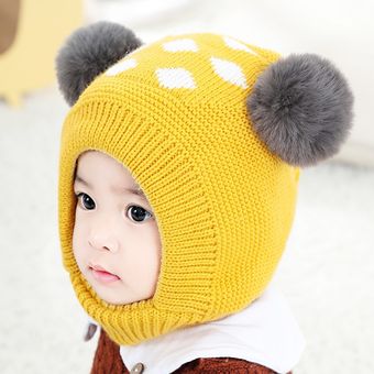 #Yellow Gorro de terciopelo para bebé,Gorro con orejas de 