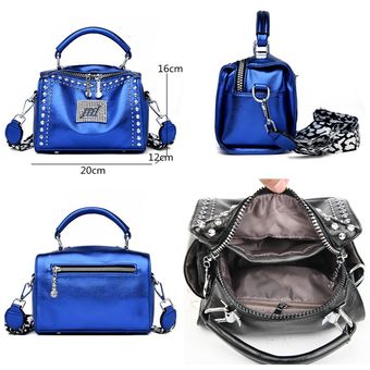 #Green bandolera negra de gran capacidad Bolso de cuero con remaches para mujer bolso de hombro de lujo 