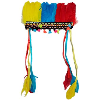 Sombrero Indio, Penacho, Tocado de plumas de color blanco con