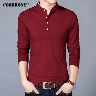 Nueva Camiseta de algodón para hombre primavera otoño Color sólido estilo chino cuello mandarí HON 