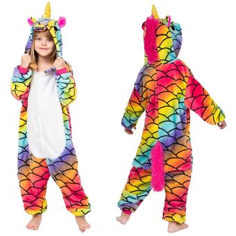 Pijama de unicornio para niña princesa vestido camisón de invierno de los Pijamas viñetas de animales de franela Pijamas-L038 