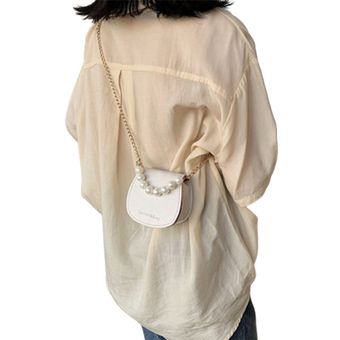 Bolsa Mini lápiz labial bolsa de moda un hombro diagonal Perla bolso portátil 