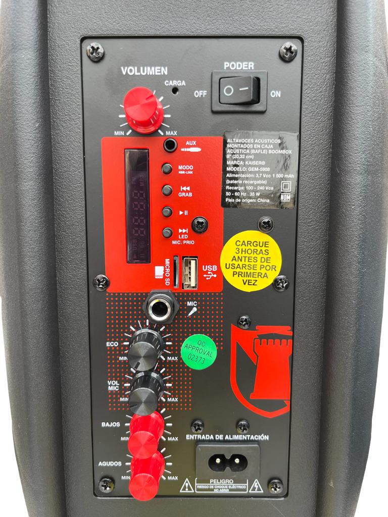 Bocina Kaiser GEM-5908 Conexión Bluetooth -Negro