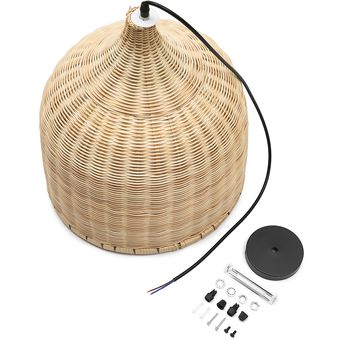 Luz pendiente moderna de ratán Ronda de bambú Estilo  Techo-as picture shown 