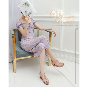Sandalias de suela gruesa con pendiente para mujer Pink 