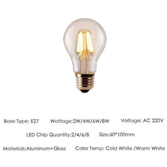 E27 e14 LED vintage lámpara pera vela bombilla incandescente Filament 2/4/6/8w