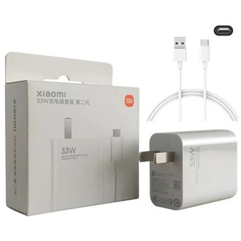 Cargador Xiaomi Carga Rápida Turbo 33W Cable Tipo C - Blanco