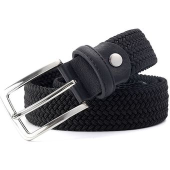 Cinturón Elástico Para Hombre Y Mujer Cinturón De Lona Tejido Trenzado De Cuero Ancho De 1-38  Marrón Oscuro Extensible 160 Cm 