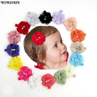 2 unidslote Clips de flores de gasa para el pelo de bebé accesorios para el cabello Mini pinzas para el pelo de bebé recién nacido pasador de cabello para niños y niñas 