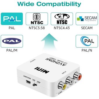 Convertidor Adaptador Rca A Hdmi Av2hdmi Tvbox Full Hd 1080p