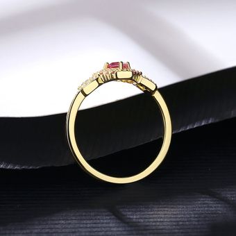 S925 Sterling Silver Palaces Wind Cosplay Ring Artificial Red Gem Anillo 