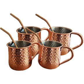 Set 4 Vasos Moscow Mule Mojito Mug Cobre + Bombillas Simplit