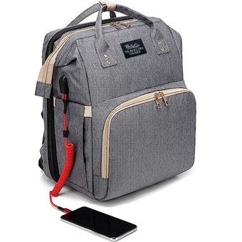 GENERICO Mochila Pañales Cuna Impermeable Morral Bolso Maternal Gris