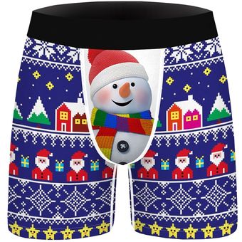 Bóxer largo color18#ropa interior de Navidad para Hombre Calzoncil 