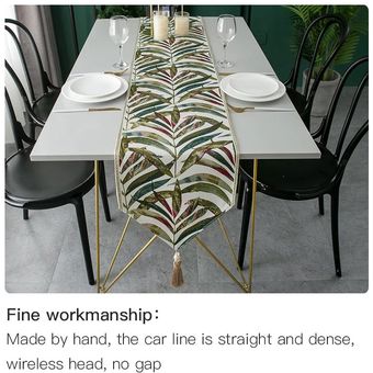 decoración de mesa y Corredores de mesa modernos de lino para boda 