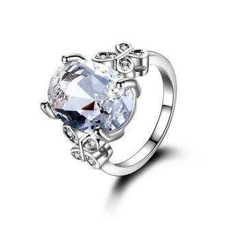 Romantic Butterfly Gems Jewelry Cz Crystal 925 Silver Ring 