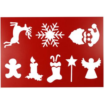 Patrón de espray de pastel pintado a mano hueco Patrón de plástico Dibujos animados de Navidad Mold59015 