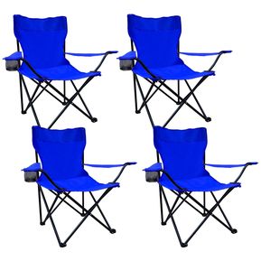 Sillas Plegables Playa Camping con Funda Y Portavaso Set 4 azul