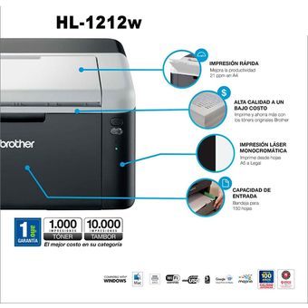 Impresora Láser Brother Hl-1212w Monocromática Wifi USB- | Linio Perú BR586EL0NCRIWLPE
