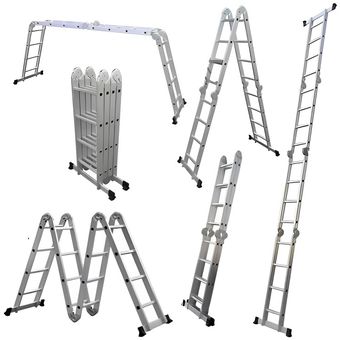 Escaleras plegables de aluminio, pequeñas, multiuso, doble