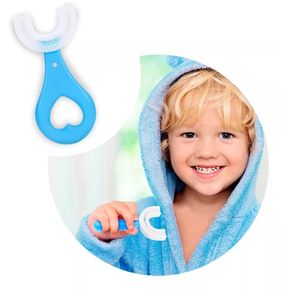 Cepillo Dientes Silicona Forma De U Bebés Niños Azul