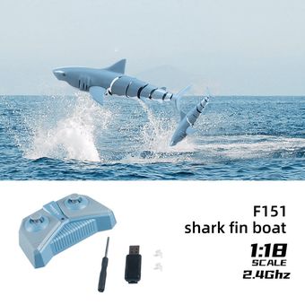 01:18 2.4G simulación de control remoto a prueba de agua Tiburón Barco de la batería recargable del juguete para Piscina Baño de juguete 