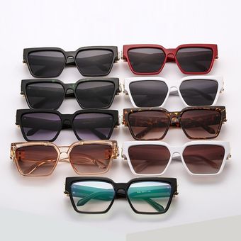 Ins-gafas de sol rectangulares de Metal para hombre y mujer lentes de sol unisex de estilo Retro 