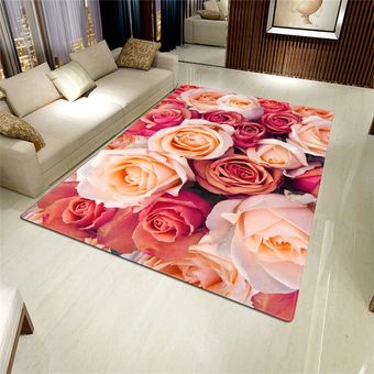 Alfombra con rosas 3D para sala de estar tapete de flor de habitaci 