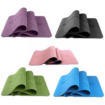 Línea de postura de dos colores Tpe Yoga Mat Protección del medio ambiente Insípido 