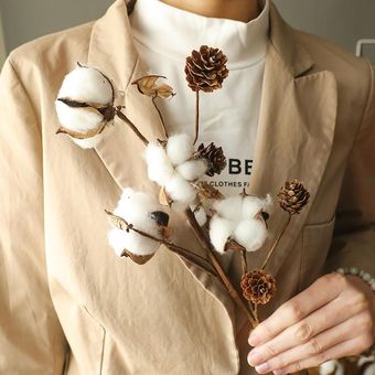 Artificial Naturalmente seco de algodón tallo flor de flores floral 