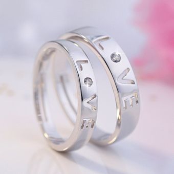 925 Anillo De Pareja De Plata Esterlina Carta De Amor Anillo 