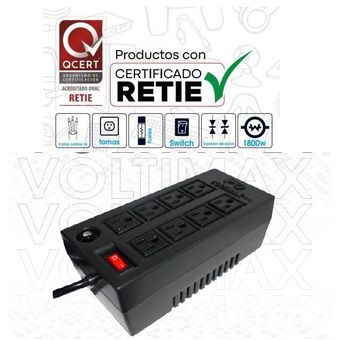 Regulador de voltaje 1800w, 2 tomas, rj11, 50/60h