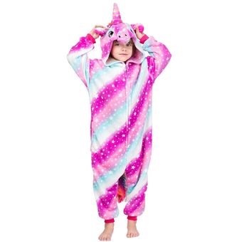 Niñas invierno punto unicornio de Anime de dibujos animados Animal de los pijamas de los ropa de dormir mono de franela pijamas de los niños-Blue Unicorn 
