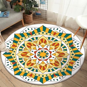 Nuevo Mandala estilo antideslizante ronda de alfombra de piso habita 