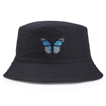 #navy blue Sombrero de pescador con estampado de mariposa para mujer,gorro de pescador con estampa 