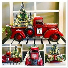 Camión de granja rojo Centro de mesa de Navidad Decoración