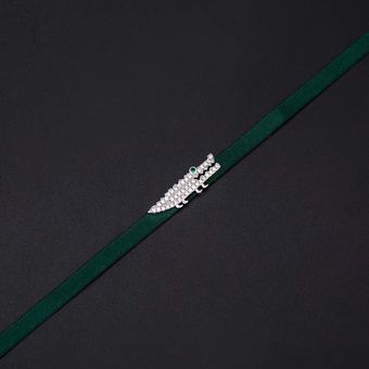 Collar De Cocodrilo Simétrico De Cristal Verde De Alta De De 