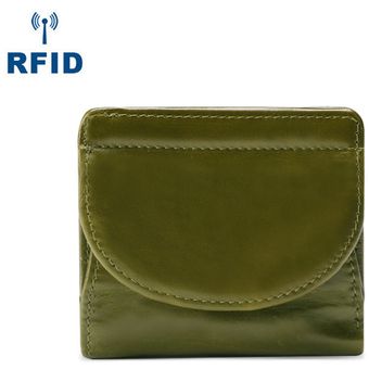 billetera Cartera pequeña plegable multifuncional RFID de señora de cu 