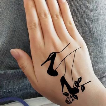 Pegatinas de tatuaje impermeable Líneas pintadas a mano Pegatinas de tatuaje blanco y negro 