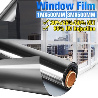 Película de PET bricolaje reflectante del espejo Ventana Protección UV de vidrio auto-adhesivo de Privacidad-Platinum Grey 3mX500mm 