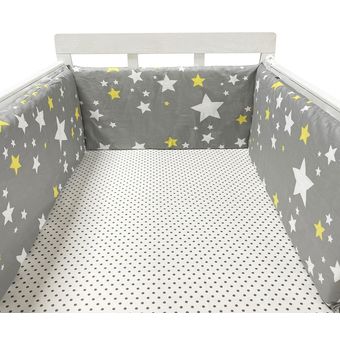 Cama de bebé de diseño de estrellas nórdicas almohadas cuna de una pieza parachoques gruesos cojín Protector de cuna decoración de habitación de recién nacidos 190cm 