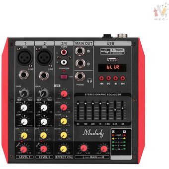 2 AUX 7 bandas Master EQ Mezclador 16 canales con efectos integrados K KG-16B Bluetooth y reproductor MP3 