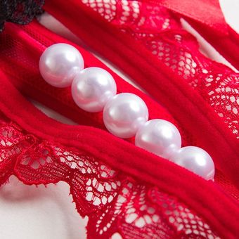 Lenceria Pantie Sexy Para Mujer Con Encaje Y Perlas