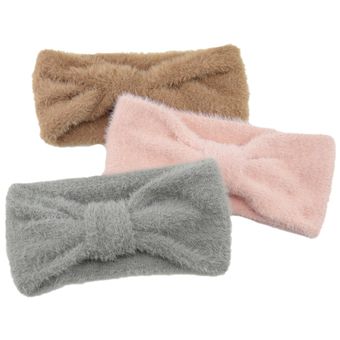 diademas mullidas hechas a mano imitación de visón Cachemira moño sólido diadema Simple cálida para mujer Rojo 