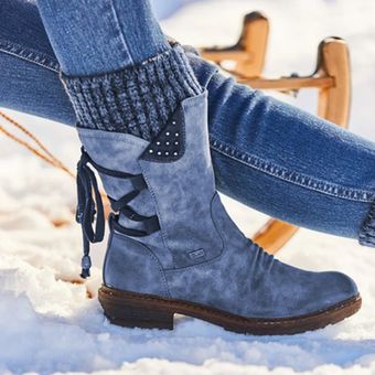 Botas de nieve aterciopeladas para mujer a zapatos cálidos de ante 